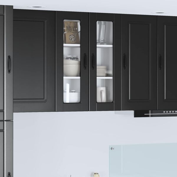 vidaXL Kitchen Cabinet with Door Black 60 x 31 x 80 cm Engineered Wood