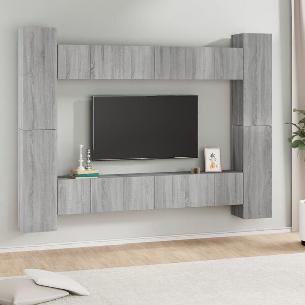 vidaXL 10 Piece TV Cabinet Set Grey Sonoma Engineered Wood