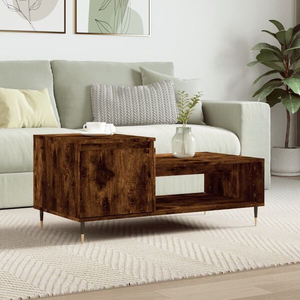 vidaXL Coffee Table Smoked Oak 100x50x45 cm Engineered Wood