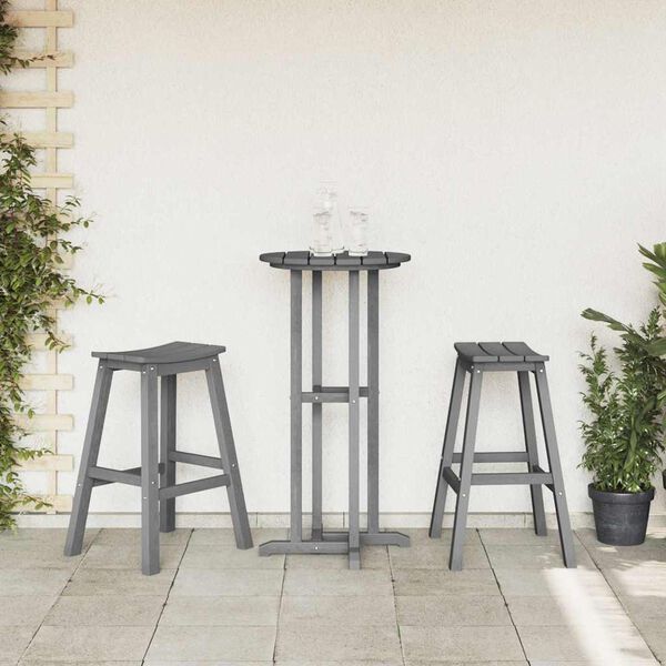 vidaXL Bar Stool 2 pcs Light Grey 52 x 43 x 73.5cm HDPE