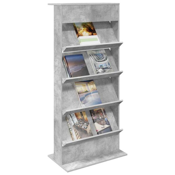 vidaXL Magazine Rack Concrete Grey 70 x 41 x 156 cm Engineered Wood