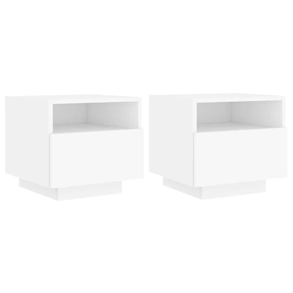 vidaXL Bedside Cabinets with LED Lights 2 pcs White 40x39x37 cm