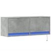 vidaXL TV Wall Cabinet with LED Lights Concrete Grey 100x31x35 cm