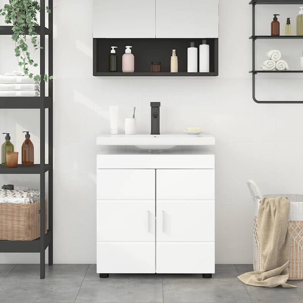 vidaXL Bathroom Cabinet Set TULUM High Gloss White 60 x 34 x 63 cm