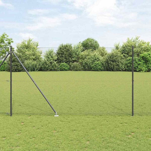 vidaXL Fence Post Grey 10 x 1.6 m (25 x 25 mm mesh) Steel and PVC