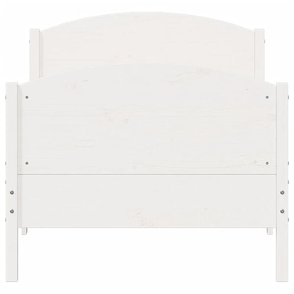 vidaXL Bed Frame without Mattress White 75x190 cm Small Single Solid Wood Pine