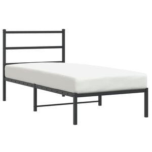 vidaXL Metal Bed Frame without Mattress with Headboard Black 90x200cm
