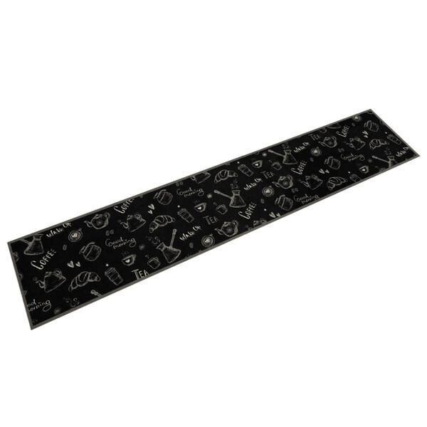 vidaXL Kitchen Rug Washable Morning Black 60x300 cm Velvet