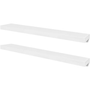 vidaXL 2 White MDF Floating Wall Display Shelves Book/DVD Storage