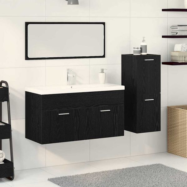 vidaXL Bathroom Furniture Set 4 pcs Black Oak 90 x 38.5 x 50 cm