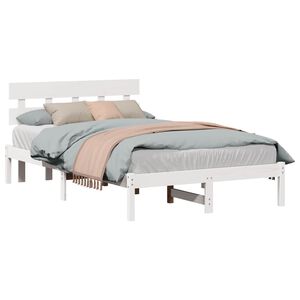 vidaXL Bed Frame with Headboard White 120 x 200 cm Solid Pine wood