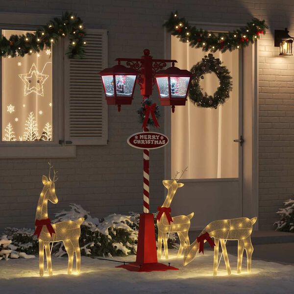 vidaXL Chirstmas Street Lamp with 2 Lanterns Red 40.5 x 80 x 188 cm