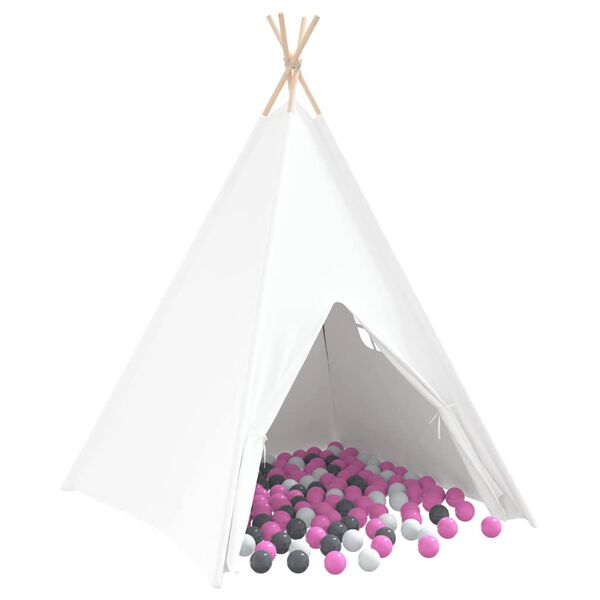 vidaXL Teepee Tent White 120 x 120 x 150 cm Fabric and Plastic