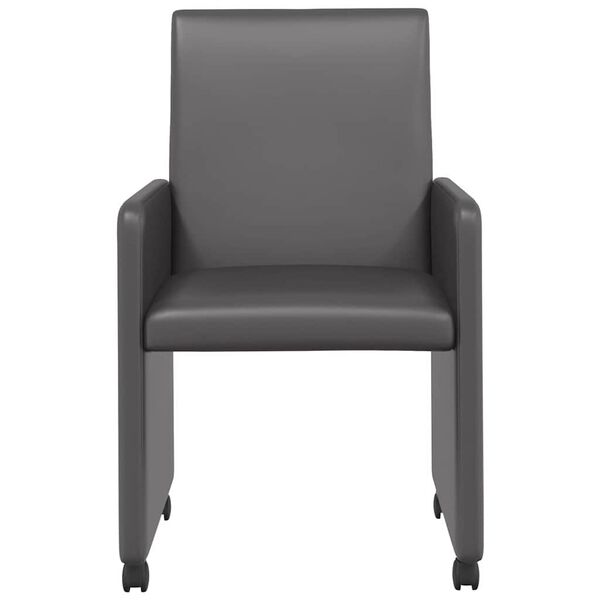 vidaXL Dining Chairs with Wheels 2 pcs Grey 57 x 66 x 94 cm