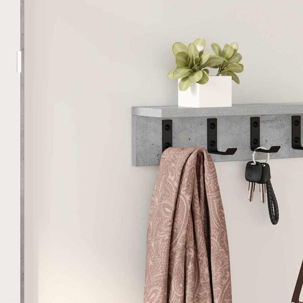 vidaXL Wall-Mounted Coat Rack Concrete Grey 80 x 10.5 x 10.5 cm