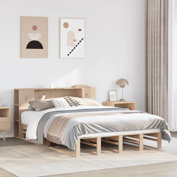 vidaXL Bookcase Bed without Mattress 140x190 cm Solid Wood