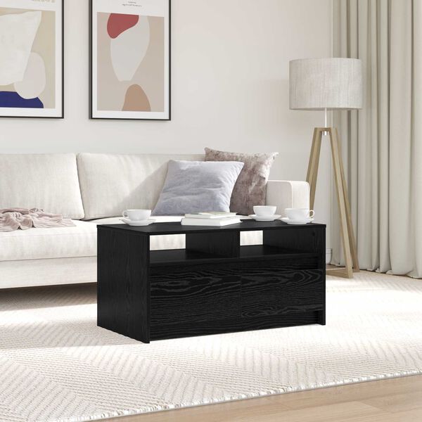 vidaXL Coffee Table Black Oak 90 x 50 x 45 cm Engineered Wood