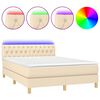 vidaXL Box Spring Bed with Mattress&LED Cream 140x200cm Fabric