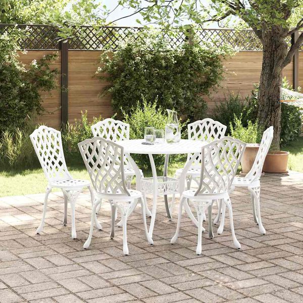 vidaXL Garden Dining Set 7 pcs White Aluminium
