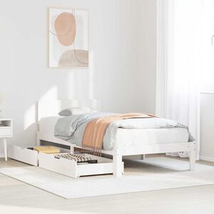 vidaXL Bed Frame with Drawers without Mattress White 75x190 cm