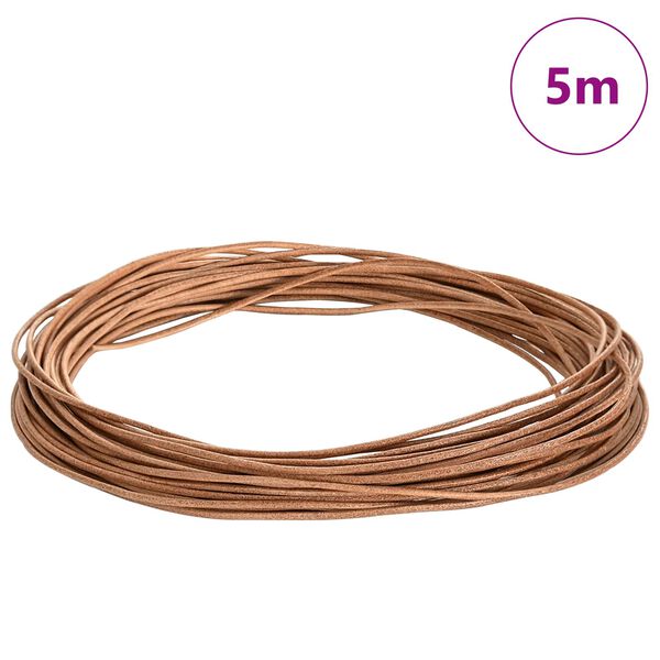 vidaXL Leather Cord Brown &Oslash;1 mm x 5 m Leather