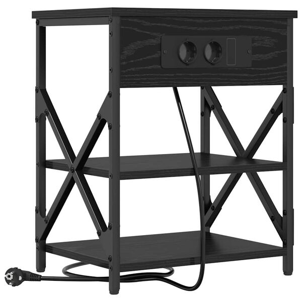 vidaXL Bedside Cabinet Black Oak 41 x 31 x 51 cm Engineered Wood