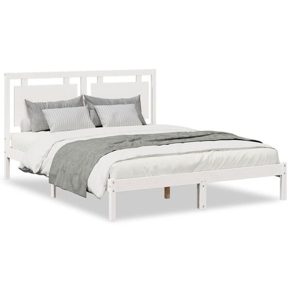 vidaXL Extra Long Bed Frame without Mattress White 140x210 cm Solid Wood
