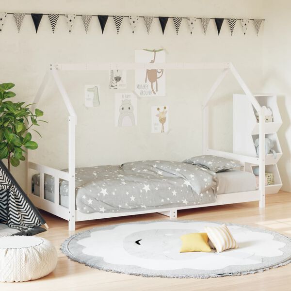 vidaXL Kids Bed Frame White 90x200 cm Solid Wood Pine