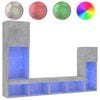 vidaXL 4 Piece TV Wall Units with LED Concrete Grey Engineered Wood