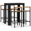 vidaXL 5 Piece Garden Bar Set Black Poly Rattan&Solid Wood Acacia