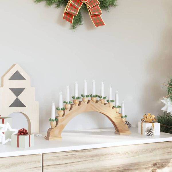 vidaXL Christmas Candle Arch with 10 LED Candles Brown 47 x 5 x 29 cm