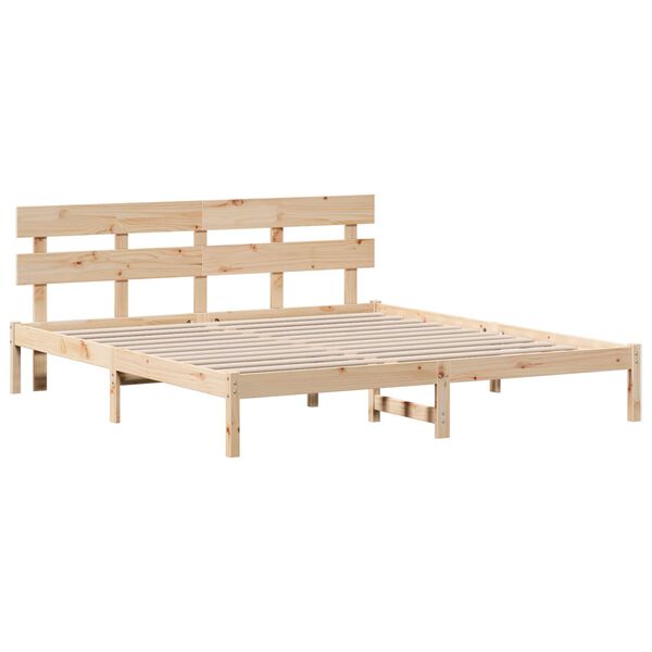 vidaXL Bed Frame with Headboard Brown 200 x 200 cm Solid Pine wood