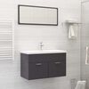 vidaXL 2 Piece Bathroom Furniture Set High Gloss Grey Engineered Wood