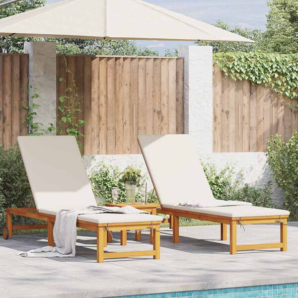 vidaXL Sun Lounger 3 pcs Brown 35 x 35 x 34cm Solid Acacia wood