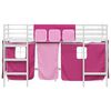 vidaXL Kids'Loft Bed Frame with Curtains White and Pink 100 x 190 cm