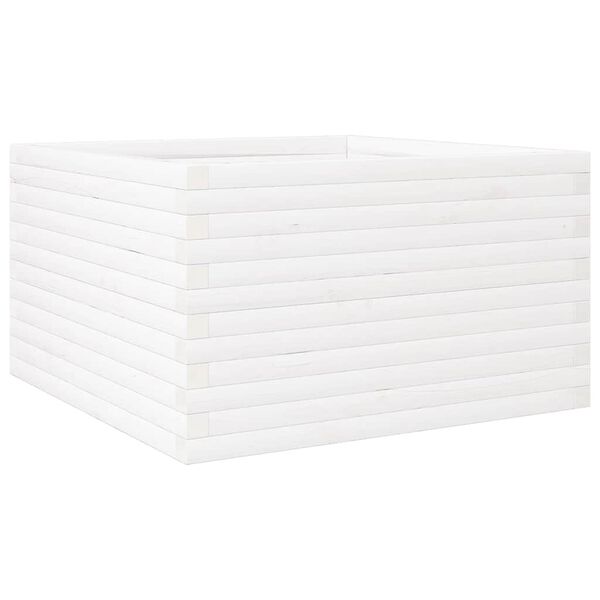 vidaXL Garden Planter White 80x80x46 cm Solid Wood Pine