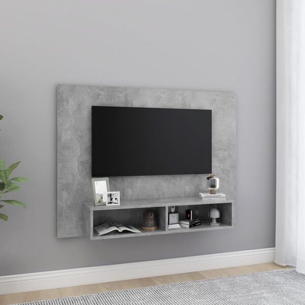 vidaXL Wall TV Cabinet Concrete Grey 120x23.5x90 cm Engineered Wood