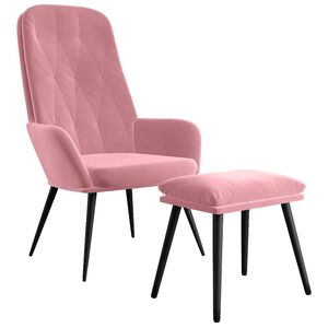 vidaXL Relaxing Chair with Footstool Pink Velvet