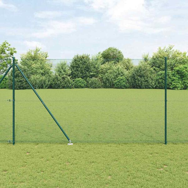 vidaXL Fence Post Green 25 x 1.5 m (16 x 16 mm mesh) Steel and PVC