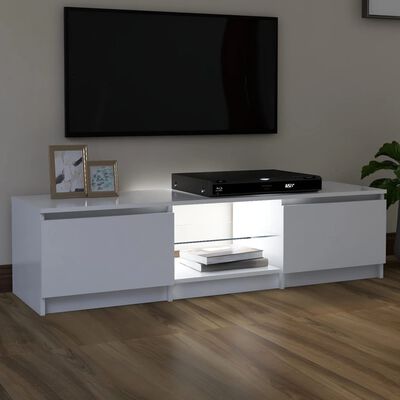 vidaXL TV Cabinet with LED Lights White 140x40x35.5 cm