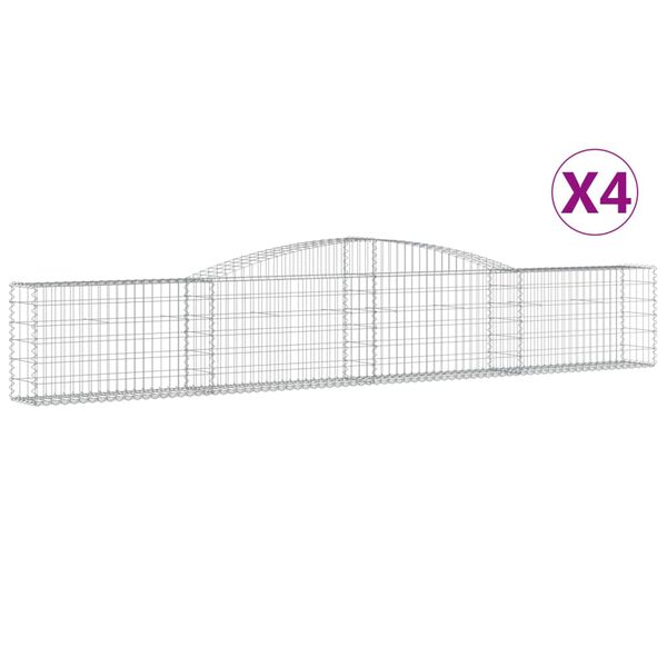 vidaXL Arched Gabion Baskets 4 pcs 400x30x60/80 cm Galvanised Iron