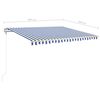 vidaXL Manual Retractable Awning with LED 4x3.5 m Blue and White