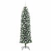 vidaXL Artificial Slim Christmas Tree Green and White 210 cm