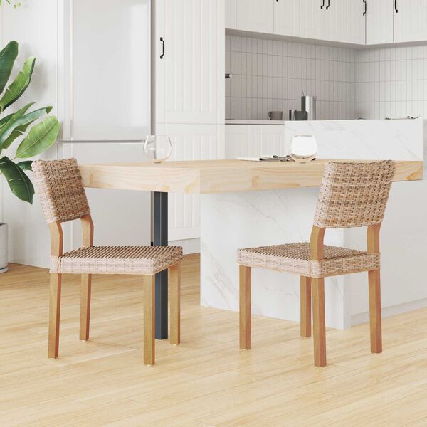 vidaXL Dining Chair 2 pcs Natural 46 x 55 x 84 cm Kubu Rattan
