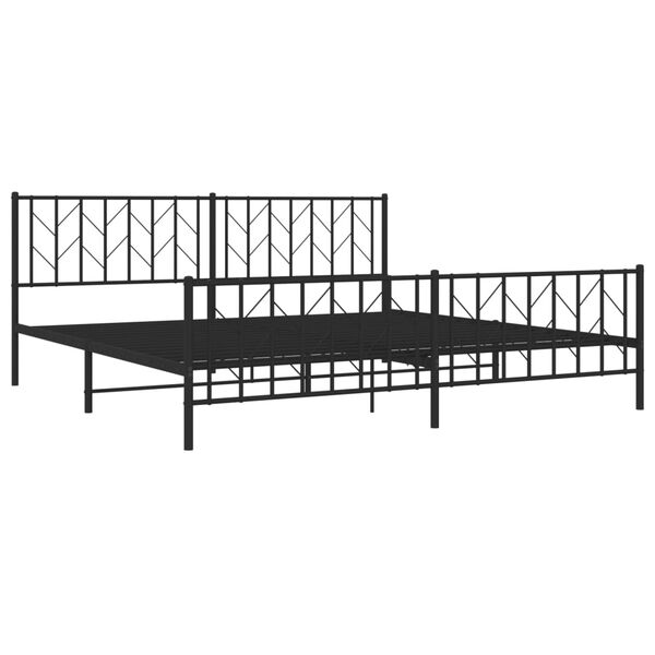 vidaXL Metal Bed Frame without Mattress with Footboard Black 200x200cm