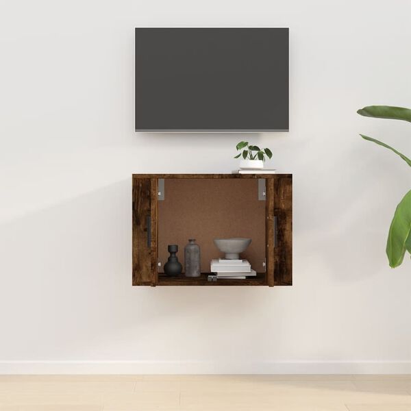 vidaXL Wall Mounted TV Cabinet Smoked Oak 57x34.5x40 cm
