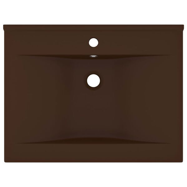 vidaXL Luxury Basin with Faucet Hole Matt Dark Brown 60x46 cm Ceramic