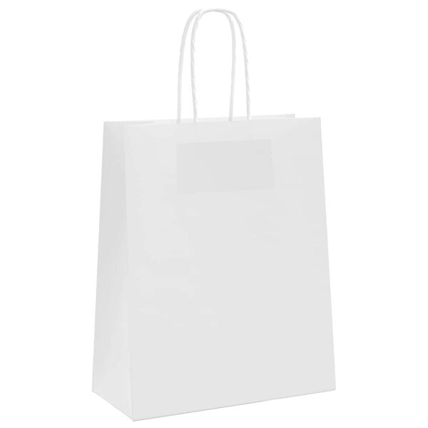 vidaXL Paper Bags 50 pcs with Handles White 18x8x22 cm