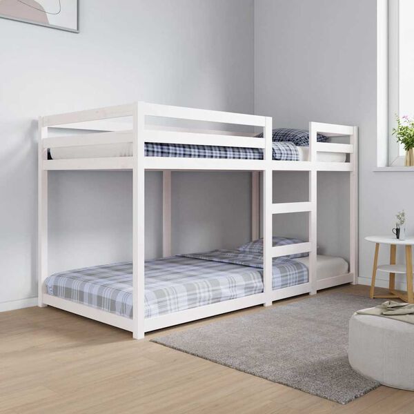 vidaXL Bunk Bed without Mattress White 90x190 cm Single Solid Wood Pine