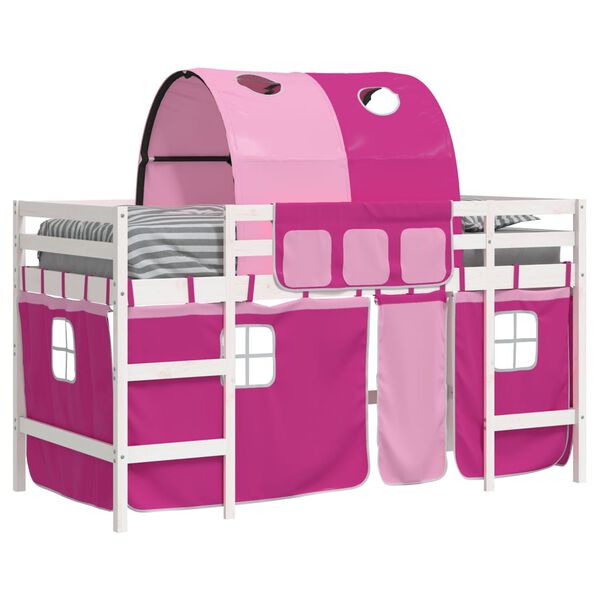 vidaXL Kids' Loft Bed with Tunnel without Mattress Pink 90x190cm
